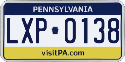 PA license plate LXP0138