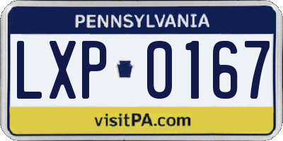 PA license plate LXP0167