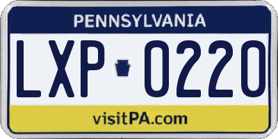 PA license plate LXP0220