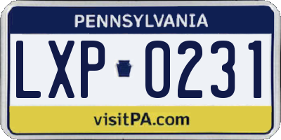 PA license plate LXP0231