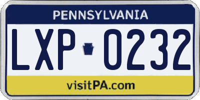 PA license plate LXP0232