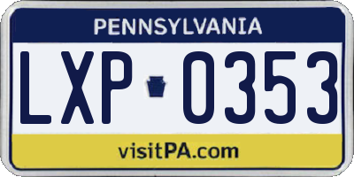 PA license plate LXP0353