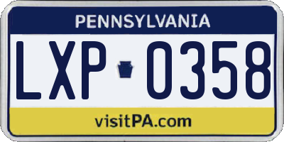 PA license plate LXP0358