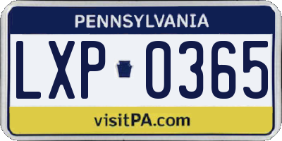 PA license plate LXP0365