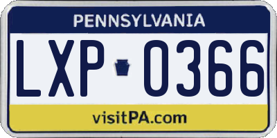 PA license plate LXP0366