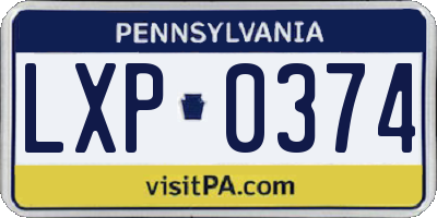 PA license plate LXP0374