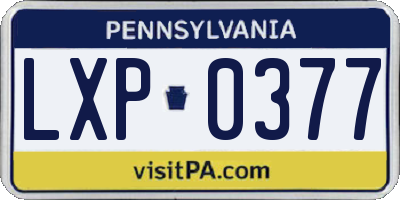 PA license plate LXP0377