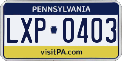 PA license plate LXP0403