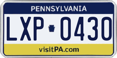 PA license plate LXP0430