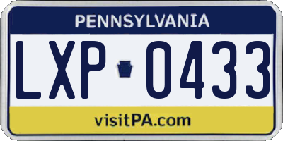 PA license plate LXP0433
