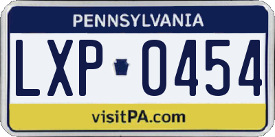 PA license plate LXP0454