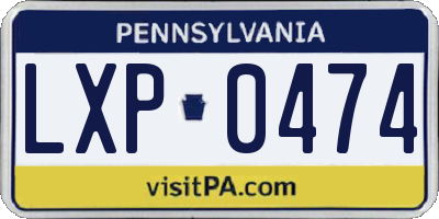 PA license plate LXP0474