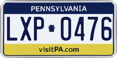 PA license plate LXP0476