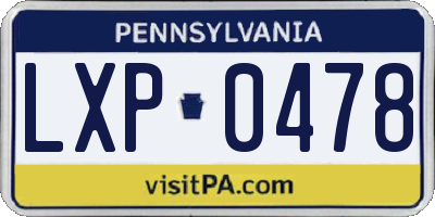 PA license plate LXP0478