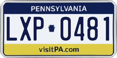 PA license plate LXP0481