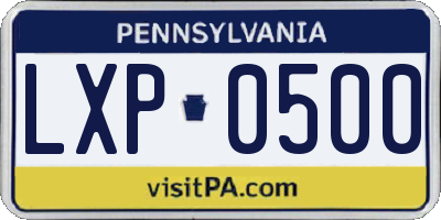 PA license plate LXP0500