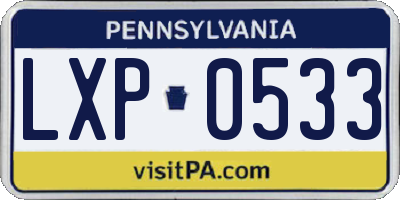 PA license plate LXP0533