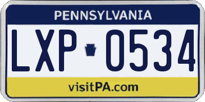 PA license plate LXP0534