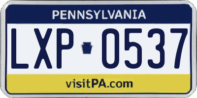 PA license plate LXP0537