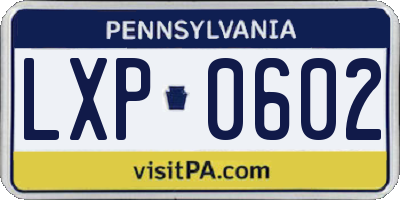 PA license plate LXP0602