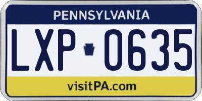 PA license plate LXP0635