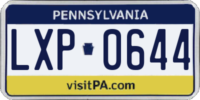PA license plate LXP0644