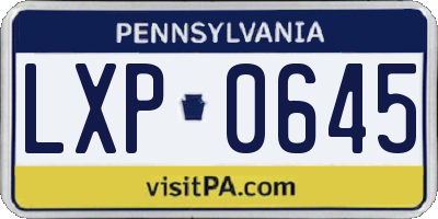 PA license plate LXP0645