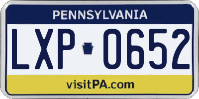 PA license plate LXP0652