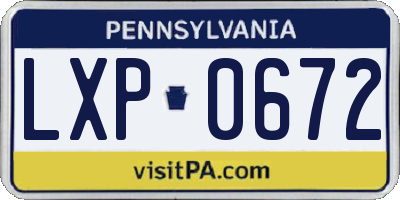 PA license plate LXP0672