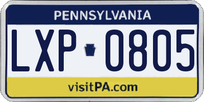 PA license plate LXP0805