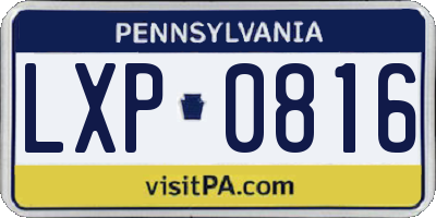 PA license plate LXP0816