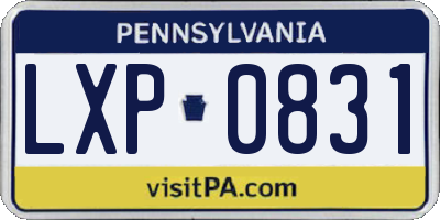 PA license plate LXP0831