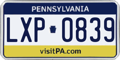 PA license plate LXP0839