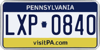 PA license plate LXP0840