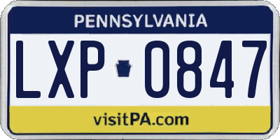 PA license plate LXP0847