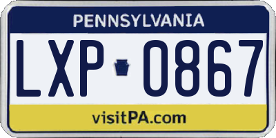 PA license plate LXP0867