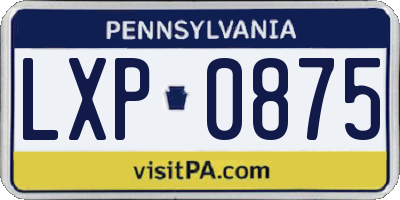 PA license plate LXP0875