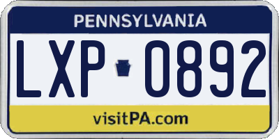 PA license plate LXP0892