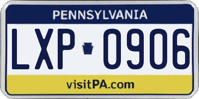 PA license plate LXP0906