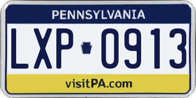 PA license plate LXP0913