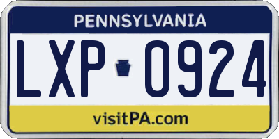 PA license plate LXP0924