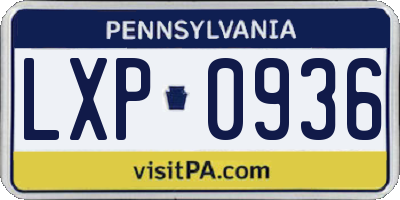 PA license plate LXP0936