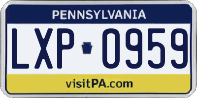 PA license plate LXP0959
