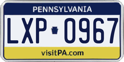 PA license plate LXP0967
