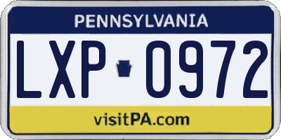 PA license plate LXP0972