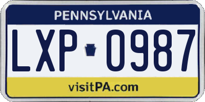 PA license plate LXP0987