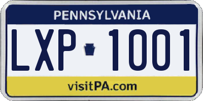 PA license plate LXP1001