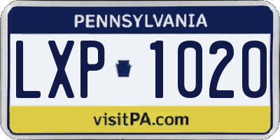 PA license plate LXP1020