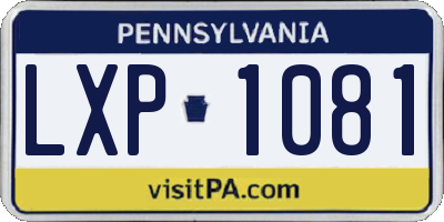 PA license plate LXP1081