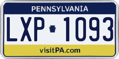 PA license plate LXP1093